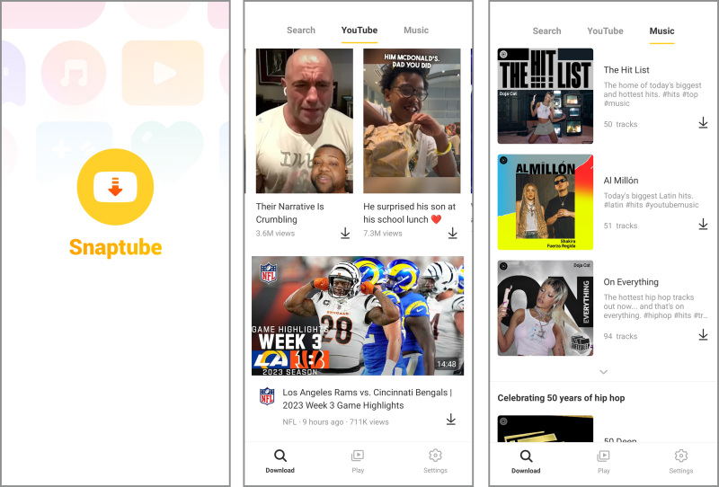 油管下载器（Snaptube）v7.66.1.76601001 极速下载YouTube视频和音乐-مەرمەر بىلوگى