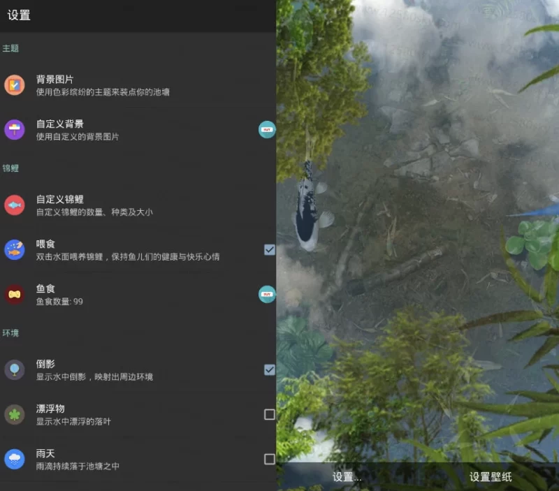 Water Garden 鱼池 v2.08,逼真的锦鲤池塘动态壁纸-مەرمەر بىلوگى