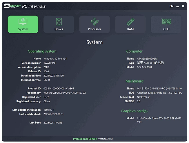 ASCOMP PC Internals 硬件监控程序 v2.103 便携版-مەرمەر بىلوگى