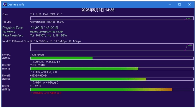 Desktop Info 桌面上显示实时系统信息 v3.22.0 绿色版-مەرمەر بىلوگى