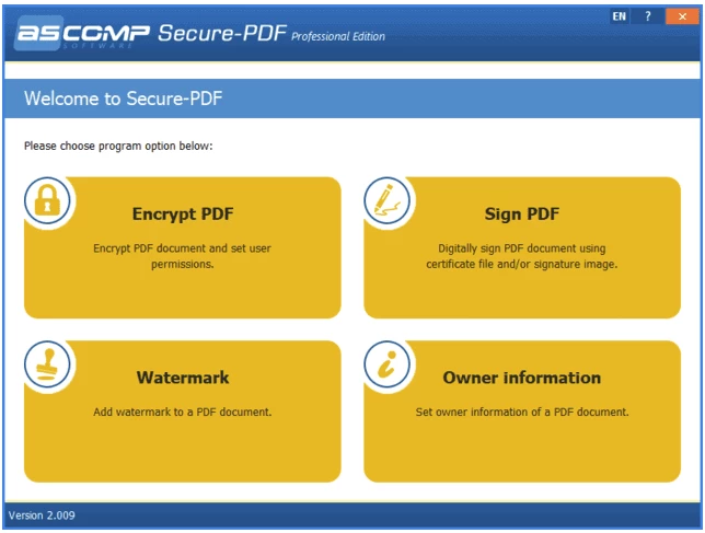 ASCOMP Secure-PDF Pro PDF文件加密 v2.0 便携版-مەرمەر بىلوگى
